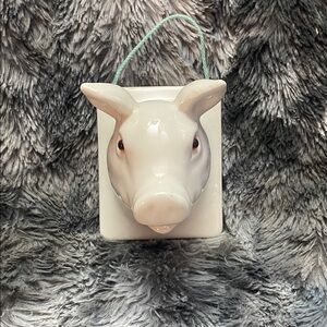 White Ceramic Pig Wall Hook